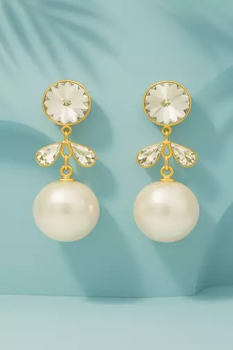 Jewelz crystal and pearl drop earrings
