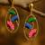 Jewelz gold-plated multicolor leaf drop earrings