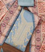 Grey woven jacquard semi stitched churidar dress-materials