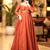 rust embroidered faux georgette gown dupatta