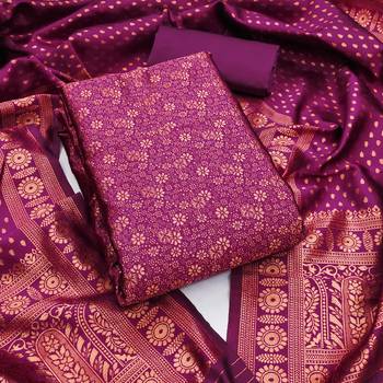 Pink woven silk blend unstitched churidar dress-materials 1