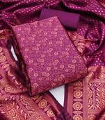 Pink woven silk blend unstitched churidar dress-materials