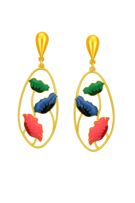 Jewelz gold-plated multicolor leaf drop earrings 3