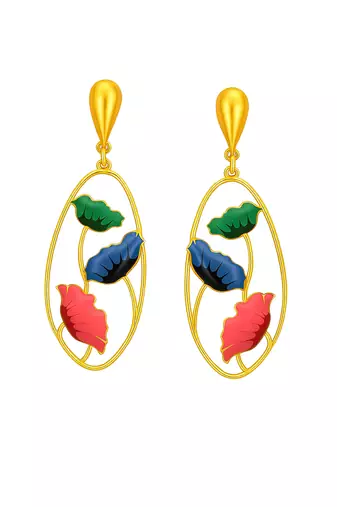 Jewelz gold-plated multicolor leaf drop earrings