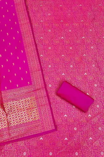 Pink woven silk blend unstitched churidar dress-materials