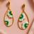 Jewelz gold-plated green & white floral earrings