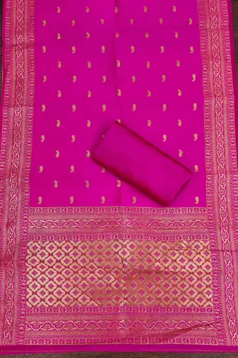 Pink woven silk blend unstitched churidar dress-materials