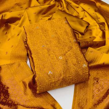 Mustard woven silk blend unstitched churidar dress-materials 1