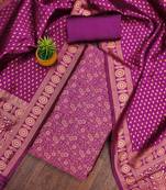 Pink woven silk blend unstitched churidar dress-materials