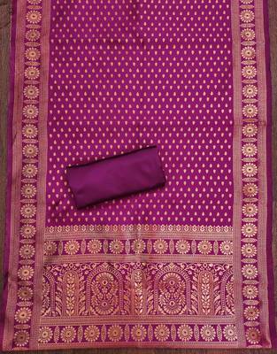 Pink woven silk blend unstitched churidar dress-materials 3