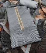 Grey printed organza semi stitched churidar dress-materials