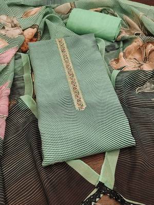 Green printed organza churidar dress-materials 1