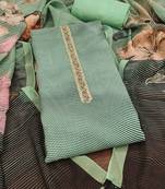 Green printed organza semi stitched churidar dress-materials