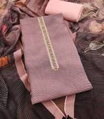 Pink printed organza semi stitched churidar dress-materials