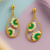 Jewelz gold-plated green & white floral earrings