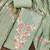 Green thread embroidery silk blend semi stitched churidar dress-materials