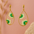 Jewelz gold-plated green & white floral earrings