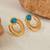 Jewelz gold-tone textured hoop earrings with turquoise stone accent