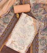 Orange self design organza semi stitched churidar dress-materials