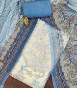 Teal self design organza semi stitched churidar dress-materials