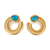 Jewelz gold-tone textured hoop earrings with turquoise stone accent