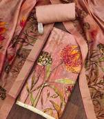 Peach hand embroidery cotton semi stitched churidar dress-materials