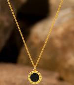 Jewelz black enamel round pendant necklace