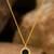 Jewelz black enamel round pendant necklace