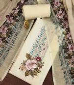 Off-white printed cotton semi stitched churidar dress-materials