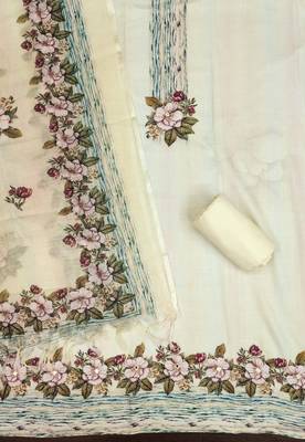 Off-white printed cotton churidar dress-materials 2