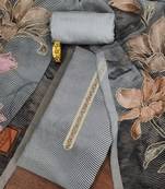 Grey printed organza semi stitched churidar dress-materials