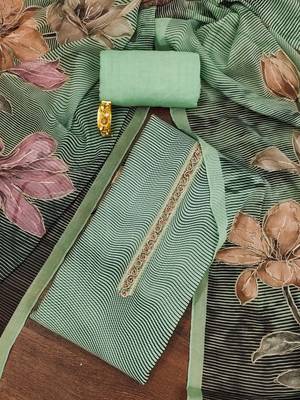 Green printed organza churidar dress-materials 1