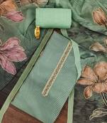 Green printed organza semi stitched churidar dress-materials