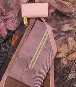 Pink printed organza semi stitched churidar dress-materials