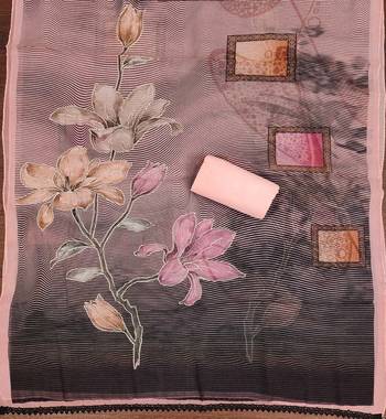 Pink printed organza churidar dress-materials 3