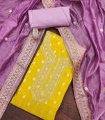 Yellow woven shimmer semi stitched churidar dress-materials