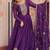 Purple zari & sequins embroidered work georgette stitched kurta & dupatta set