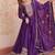 Purple zari & sequins embroidered work georgette stitched kurta & dupatta set