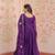 Purple zari & sequins embroidered work georgette stitched kurta & dupatta set