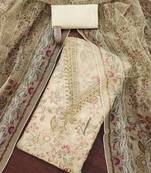 Off-white sequins organza semi stitched churidar dress-materials