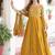 Yellow zari & sequins embroidered work vichitra silk stitched kurta & dupatta