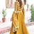 Yellow zari & sequins embroidered work vichitra silk stitched kurta & dupatta