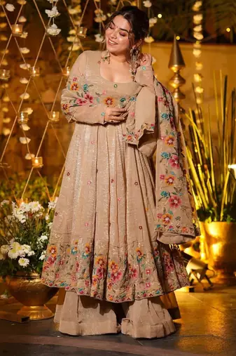 Luminous Silken Anarkali Suit Set
