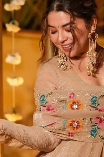 Brown Embroidered Silk Anarkali Suit Set