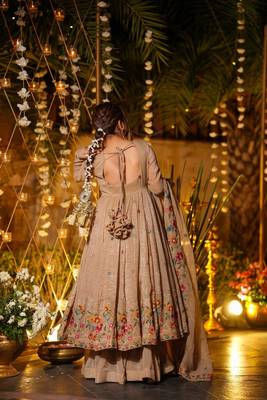 Brown Embroidered Silk Anarkali Suit Set 4