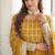 Yellow zari & sequins embroidered work vichitra silk stitched kurta & dupatta