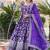 Purple jacquard sequins embroidered work viscose stitched kurta & dupatta