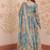 Blue zari & sequins embroidered work russian silk stitched kurta & dupatta set