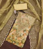 Lime sequins organza semi stitched churidar dress-materials