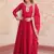 Pink zari & sequins embroidered georgette kurta & dupatta set